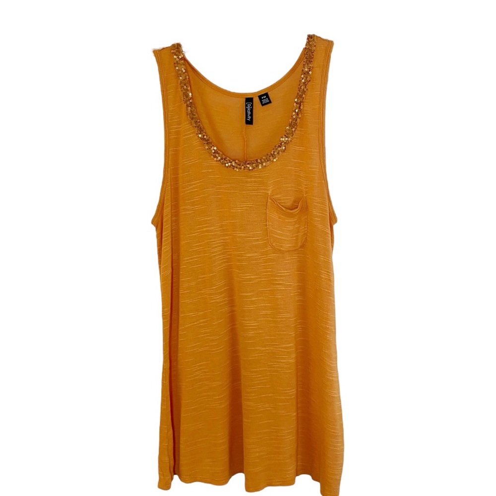 Relativity Flowy Knit Tank Top Sequin Detail Pocket Women Size Petite Medium HSH